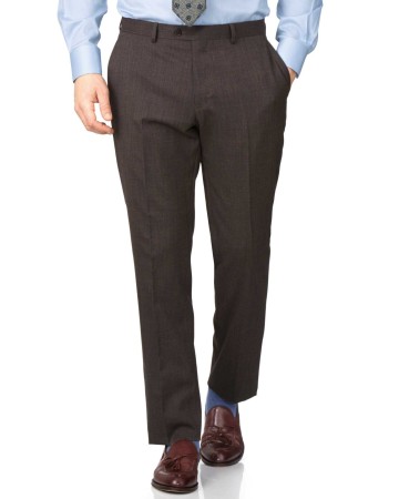 Sharp-Fit Formal Trousers - Brown
